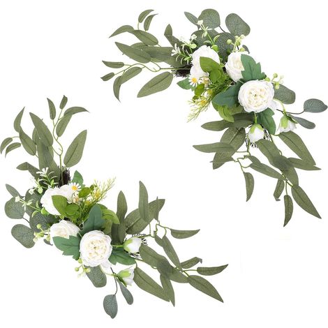 2pièces Décoration Mariage Champêtre Fleurs Artificielles Peony Simulation Blanche Ornement pour Panneaux de Mariage et Fête pour Arches Centres de Table et Décorations Murales (1/5)