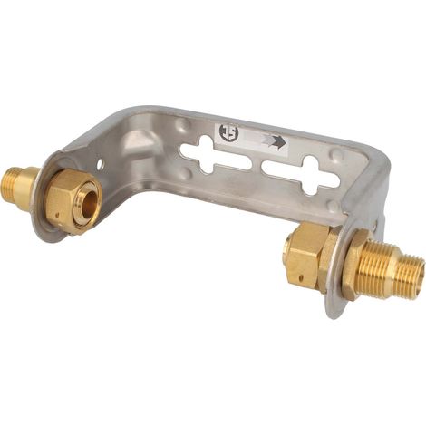 JS Wasserzähler-Bügel 1/2 x 1/2 Zoll, für Einstrahlzähler mit Baulänge 80 mm, nicht verstellbar, Edelstahl (1/5)