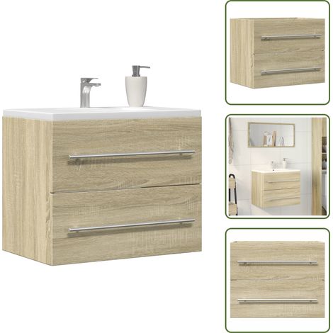 The Living Store Waschbeckenunterschrank Sonoma-Eiche 60x38,5x48cm Holzwerkstoff - Badwandschrank