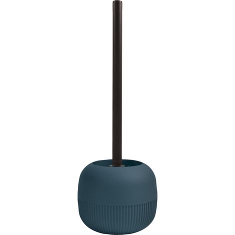 Brosse WC avec Support Solide à Poser - 12.5 x 12.5 x 37 cm - Manche Long et Ergonomique - Poils Résistants - Facile à Nettoyer et Hygiénique - Design Classique - Petrole