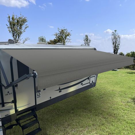 Toile de Rechange Universelle pour auvent de véhicule récréatif en Vinyle imperméable et Robuste pour Toutes Les Marques de Camping-Car, remorque, autocaravane, Gris fumé, 4,6 m (1/5)