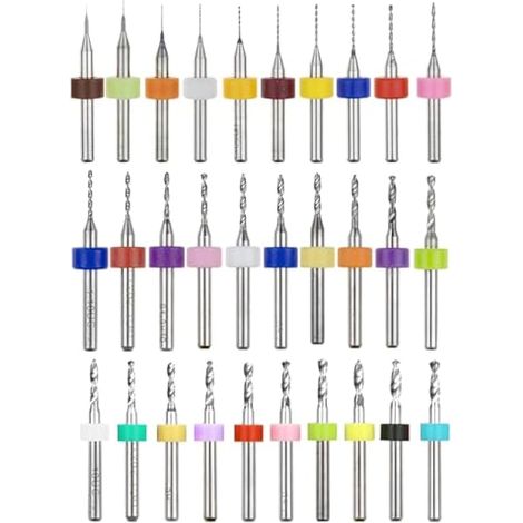 30 pièces 0.1-1.0 mm/1.1-2.0 mm/2.0-3.0 mm PCB Circuit Imprimé Carbure de Tungstène Micro Forets, Mini Twist Drill Bits Set, Gravure Métallurgie pour Bijoux CNC Gravure (1/5)