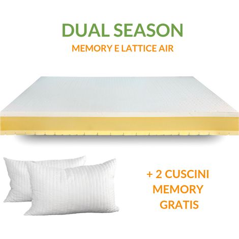 EVERGREENWEB - Materasso Una Piazza e Mezza 120x200 Alto 20 cm, Ortopedico Lastra 3D in Lattice Air, Memory Foam e Waterfoam Doppio Comfort Lato Estivo e Invernale, Sfoderabile + Cuscino Letto Gratis (1/5)