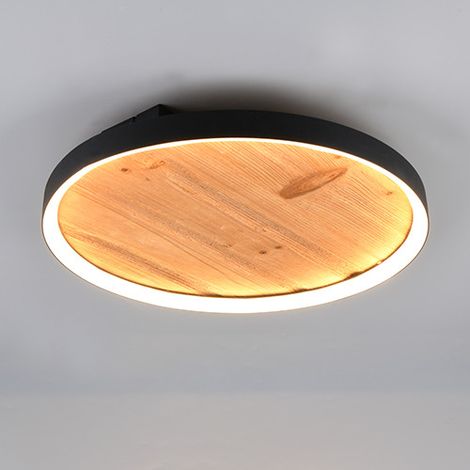 Trio LED-Deckenleuchte Kalea holzfarben Switch Dimmer Ø 42,5 cm