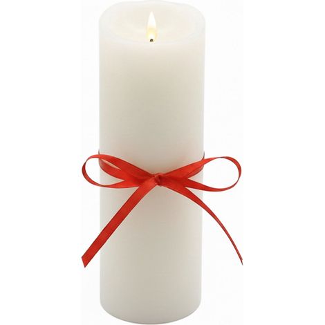 Flammenlose LED-Säulenkerze, 30 cm, Echtwachs-Finish