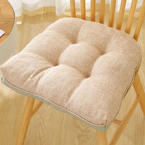 Coussin en Lin, 1 piece Coussin de siège Respirant et Confortable et épais Coussin de Chaise, 4643cm,Beige (1/5)