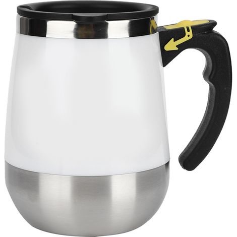 Tasse magnétique électrique rechargeable USB en acier inoxydable, 400 ml, blanche, idéale pour mélanger l'eau, le lait et le café. (1/5)