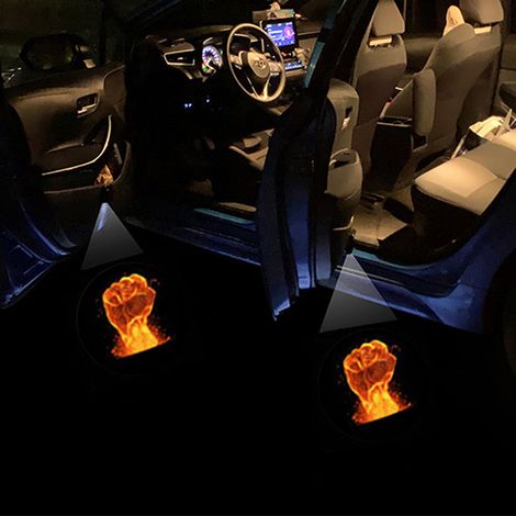 (Lot de 2 éclairages de porte - LOGO 14) Projecteur LED pour portières de voiture, compatible avec MINI Cooper One S R55 R56 R60 F55 F56 Countryman Clubman. Éclairage décoratif pour véhicules neufs. (1/4)