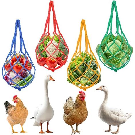 filets d'alimentation pour poulets à suspendre, distributeur de nourriture pour poulet, fruits et légumes, accessoires pour canards, oies, oiseaux (1/5)