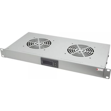 Techly Professional Gruppo 2 Ventole 1U per Rack 19'' con Termostato LED Grigio (1/3)