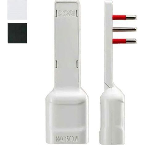 Adaptador recto de 10A 2P+T blanco ultrafino rosa
