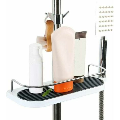 Etagère Douche, Rangement Douche, Support Savon Douche sans Perage, Porte Shampoing Douche Rangement et Organisation de La Salle de Bain, Panier Gel Rangement Adapté Le Rail de 19mm-25 mm, (1/3)