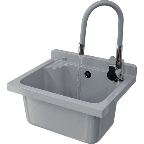 ÉVIER DE FERME MITIGEUR TECHNIQUE GRIS AVEC BEC FLEXIBLE LOMA (1/5)