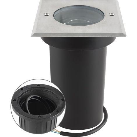 Spot encastrable au sol orientable pour GU10, IP67, 230 V, spot extérieur praticable pour pelouse, plateforme, balcons, câble préinstallé, carré 30 cm (1/5)
