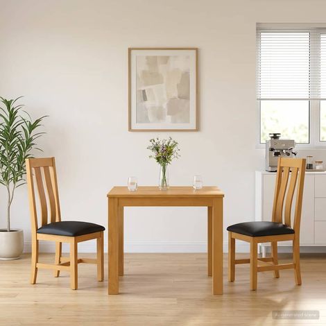 Set da pranzo 3 pz Nero Legno di Quercia Massello vidaXL (1/5)