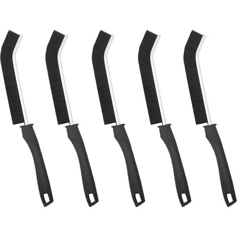 Lot de 5 brosses de nettoyage multifonction en poils durs pour la maison, la salle de bain, les toilettes, la cuisine, les petites rainures de fenêtre, les petits endroits (noir) (1/5)