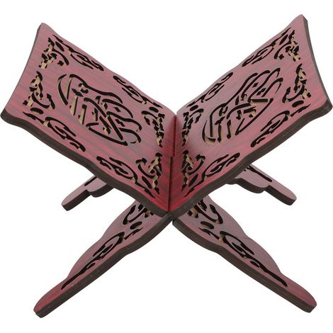Lot de 2 supports pour Coran sculpté rétro rouge, présentoir à livres musulman pour lecture, fournitures religieuses artisanales (1/5)