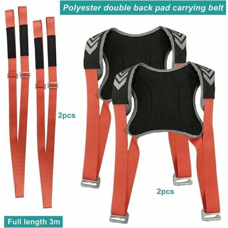4 Pièces Sangle de Levage Demenagement, Système de Levage et de Déplacement de 2 Personnes, Réglable Sangles de Transport, pour Transportez Meubles