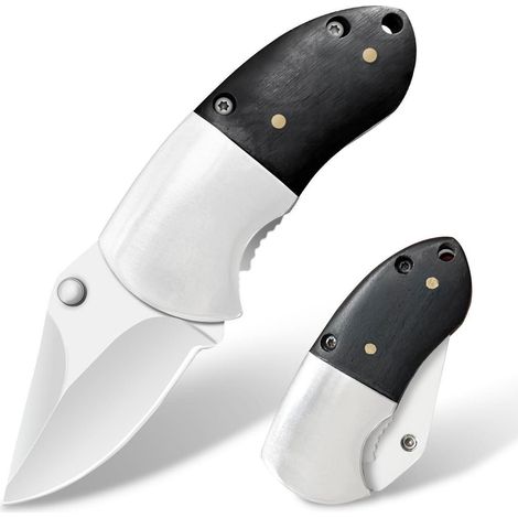 Klappmesser mit Edelstahlklinge und Holzgriff für Outdoor & Camping