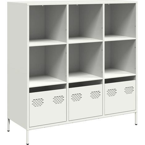 Maison La Vie - Buffet haut pour salon - Meuble de rangement blanc 101,5x39x103,5 cm acier bu525