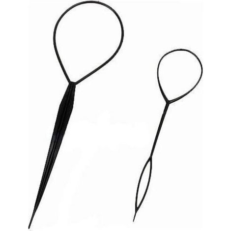 Lot de 2 accessoires, aides à la coiffure, bandeau, noirs, pour chignon, torsadé, twist (1/2)