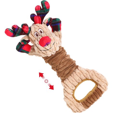 Jouet interactif pour chien en forme de cerf de Noël, peluche à mâcher qui couine, extensible et en papier froissé, pour chiens de petite, moyenne et grande taille, jouet festif pour chiots (1/5)