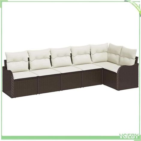 Ensemble canapé de jardin 6 pcs - FAFEICY - Modulaire - Marron - Polyrotin - Cadre acier anti-UV (1/5)
