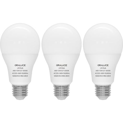 Ampoule LED E27, 12W=100W, Blanc Chaud 3000K, 1200LM, Lot de 3 (1/5)