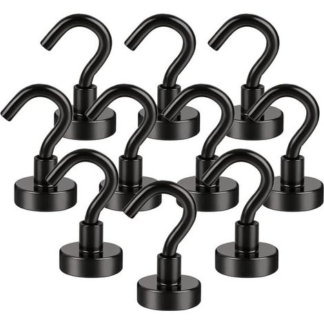 Magnethaken - 10 Stück - Magnete ohne Bohren - Extra stark - Spurlose Aufbewahrungshaken - Starke Magnethaken - Für Küche, Bad, (1/5)