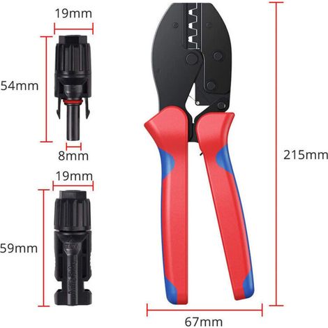 MC3 MC4 Solar Crimping Tools for 2.5/4.0/6.0mm² Solar Panel PV Cable + 20pcs MC4 Male Female Solar Panel Cable Connectors + 1 Pair MC4 Solar Connector Wrench Tool (1/4)
