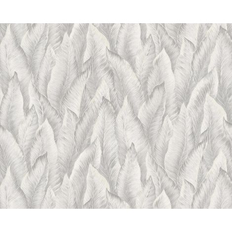 Papel pintado gofrado EDEM 420ST27 papel pintado vinílico estampado en caliente tejido non tejido ligeramente texturado con dibujo naturaleza destellante blanco gris-claro plata 10,65 m2
