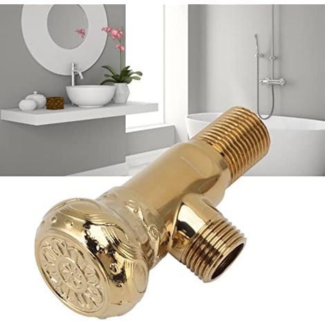 Vanne d'arr¨ºt d'angle en laiton dor¨, robinet d'arr¨ºt 1/2 pouce pour ¨vier de salle de bain, cuisine, lavabo, machine ¨¤ laver - Installation facile et ¨tanche (1/3)
