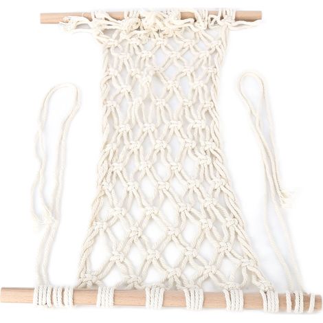 Panier mural suspendu en corde coton tissée main, déco scandinave, filet de rangement fruits et légumes, 50 cm (1/5)