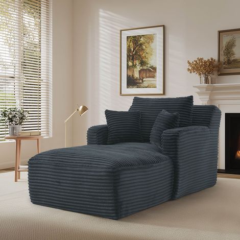 Canapé-lit en velours côtelé chaise longue confortable fauteuil inclinable pour salon et chambre sans assemblage Gris foncé (1/5)