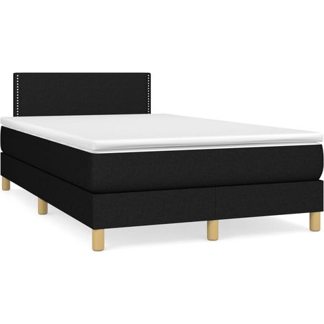 Lit double  Lit adulte  Sommier à lattes de lit avec matelas Noir 120x200 cm Tissu