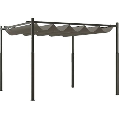 Gazebo, Toit Rétractable, Utilisation Extérieure, Gris Clair (1/2)