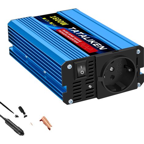 Inversor, convertidor de energía portátil, compatible con enchufes europeos, 12V 1600W 220V-LED (1/2)