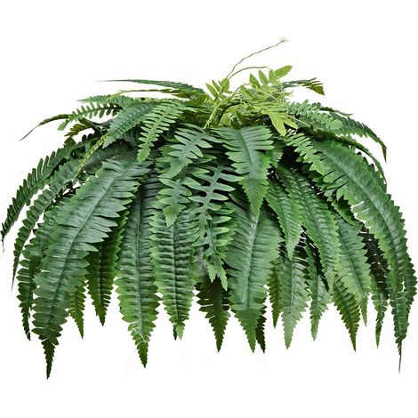 Fougères artificielles 1143 mm, plante faux Boston Fern avec 63 frondes, décoration intérieure et extérieure, lot de 2 pour (1/5)