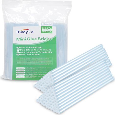 100 Bâtons de Colle Ø 7 mm x 200 mm, Bâton de Colle Chaude pour Petits Pistolets à Colle Chaude 7 mm x 200 mm, Transparent Sans Solvant, Séchage Rapide (7mm x 200 mm Pack 100) (1/5)