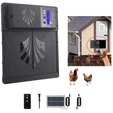 Solar Powered Automatic Chicken Coop Door IP45 Waterproof USB 3 in 1 Automatic Chicken Coop Door Opener with Timer Light Sensor for Farm House (1/5)