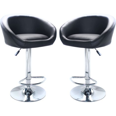 Tabouret interne avec structure réglable en acier et assis dans une grande peau rembourrée de la peau Black