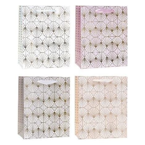 Borsa decorativa 18x23x10cm con stampa a caldo e rosette miste