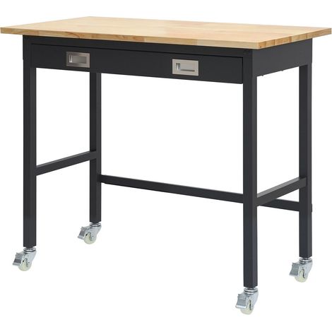 Table de travail mobile 1220 mm,capacité de charge 680 kg,avec tiroirs en bois massif pour garage,atelier et bureau (1/5)