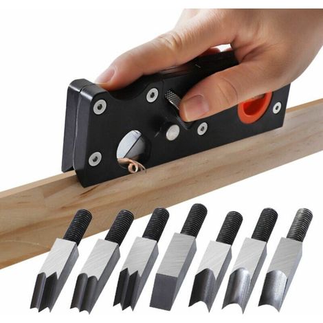 Rabot à chanfreiner professionnel pour le travail du bois avec 7 types de têtes de coupe Raboteuse à main à profondeur réglable raboteuse à 45 degrés