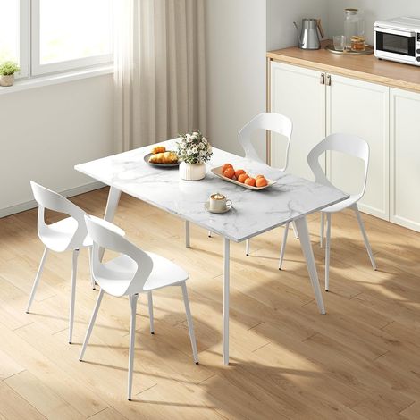 WOLTU Juego de 4 sillas de comedor, cocina y salón de PP y metal, blanco