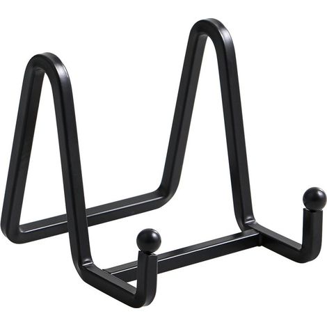 Chevalet porte-assiettes - Support décoratif en métal de 7,6 cm (3 pouces) - Porte-photos de table - Présentoir en fer pour plaques, livres de cuisine, cartes postales ou œuvres d'art - Noir (1/5)