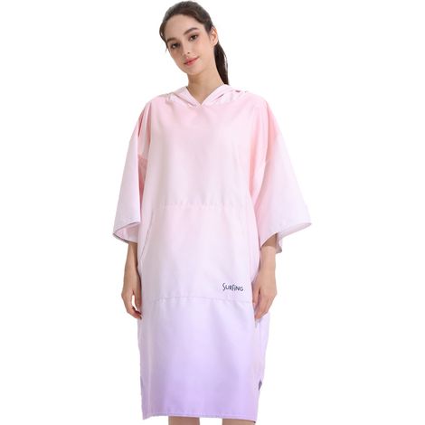 Peignoir de plage à capuche, poncho de bain double face en peluche avec fermeture éclair, peignoir de plage pour se changer après le surf (1/5)