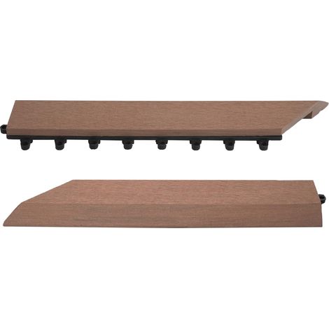 Set 2x listelli profilo per piastrelle Rhone T831 WPC 30x30cm marrone sinistra con ganci