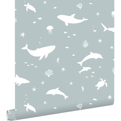 papier peint le monde sous-marin bleu gris - ESTAhome (1/5)