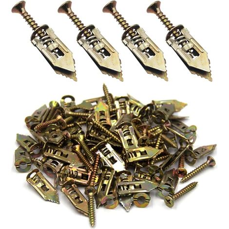 100pcs vis d'ancrage auto-perceuses pour cloisons sèches, Kit d'ancrage pour marteau, fixations pour plaques de plâtre zinguées (1/4)